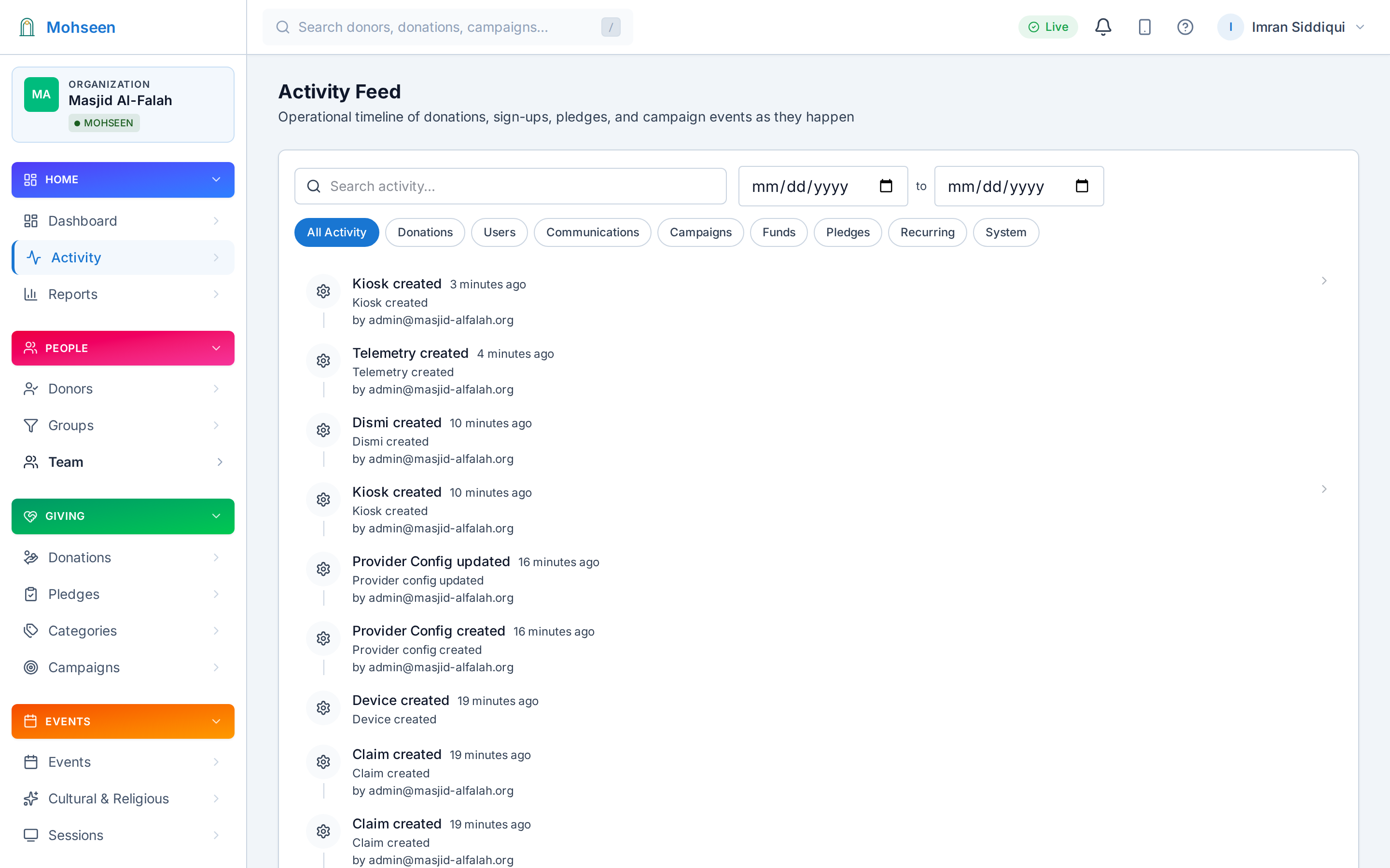 Audit log showing secure account activity