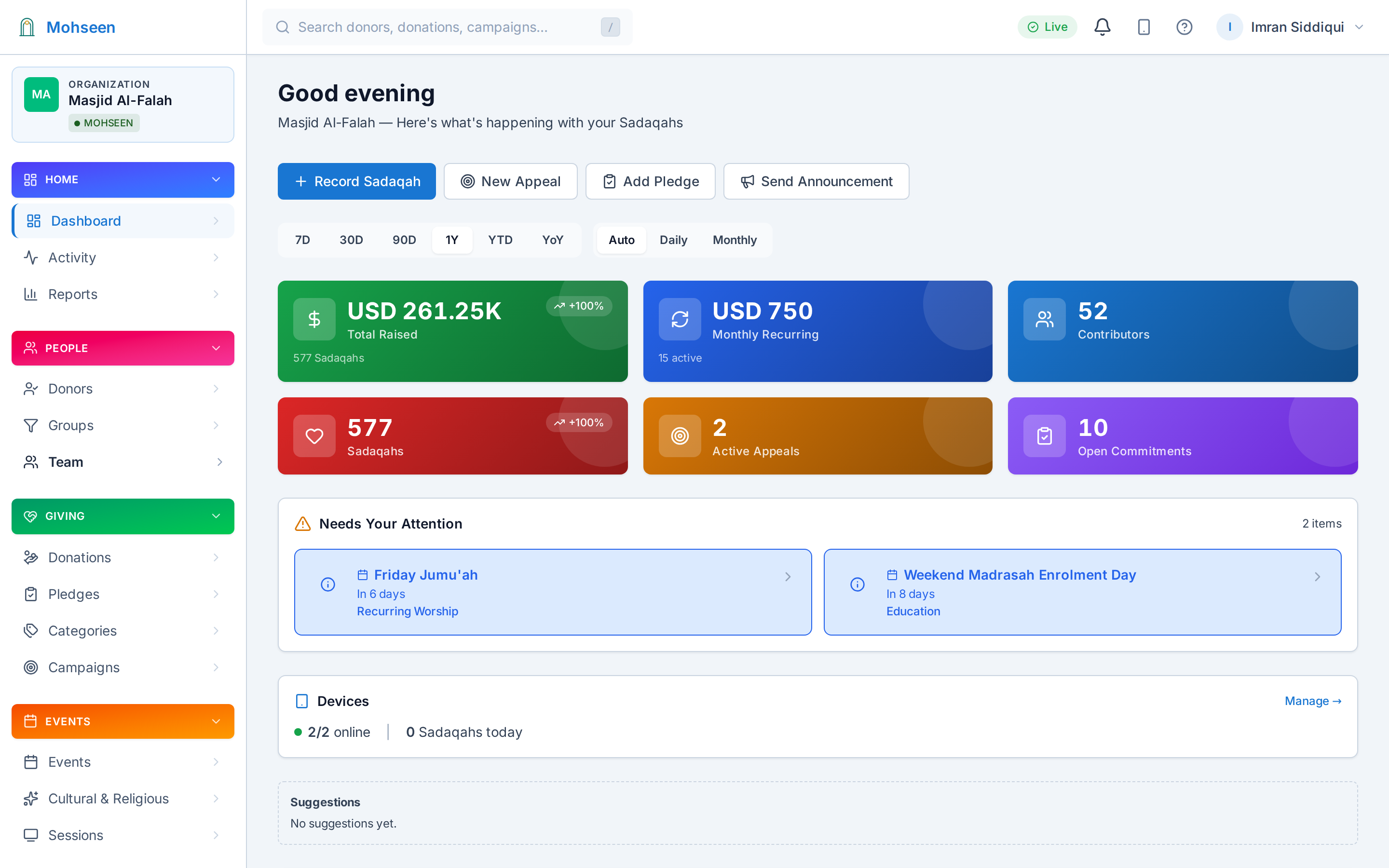 Mohseen command center dashboard