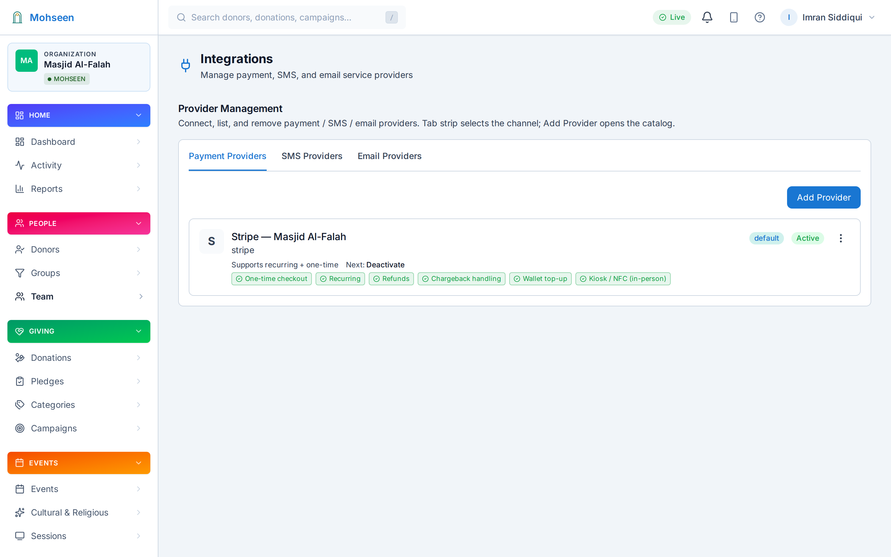 Payment provider integrations